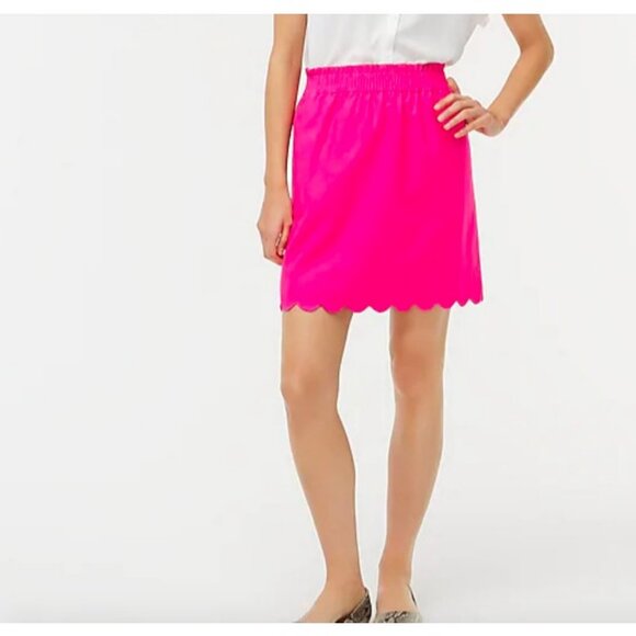 J.Crew Factory $70 Scalloped Linen Cotton Skirt Begonia Pink Size 6 AL195 - Picture 1 of 6